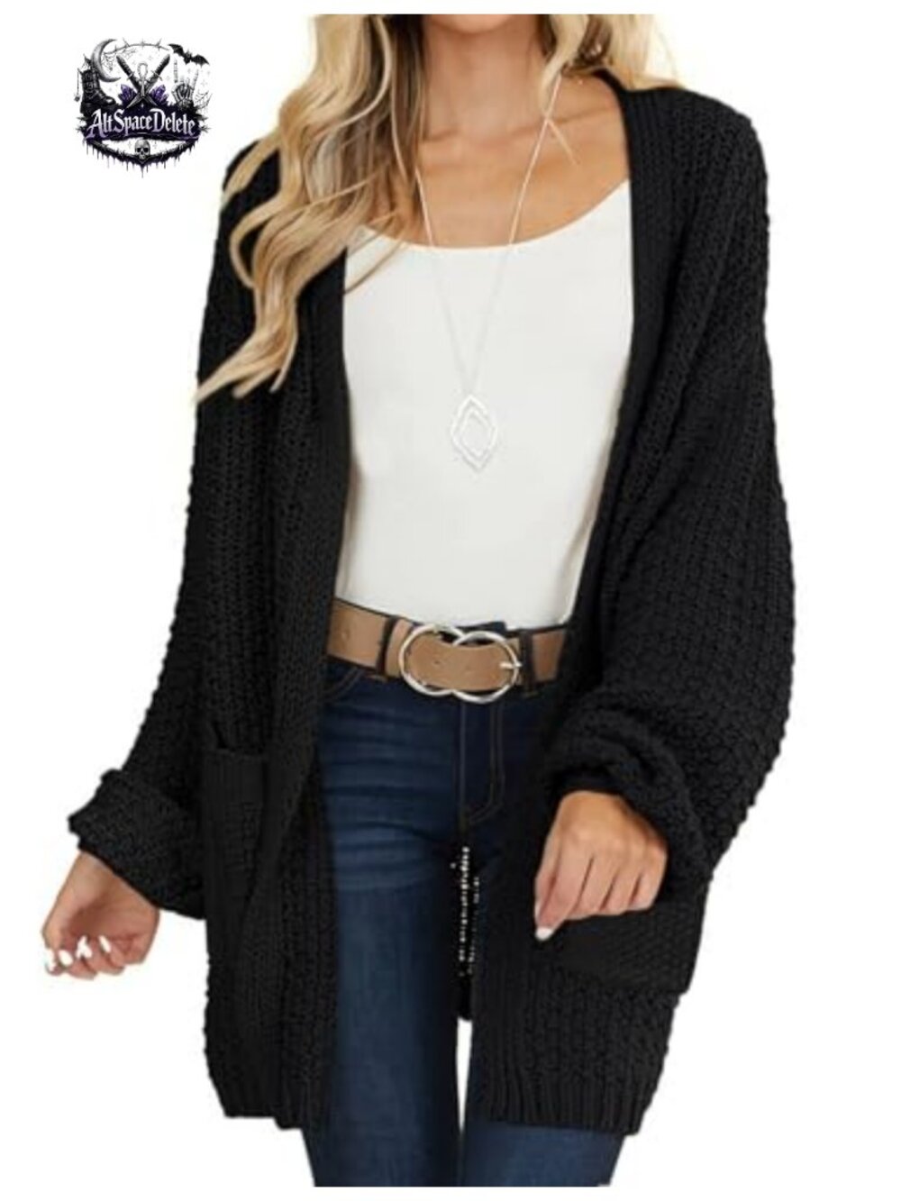 Womens Chunky Knit Long Sleeve Cardigan Sweater Open Front Relaxed Fit